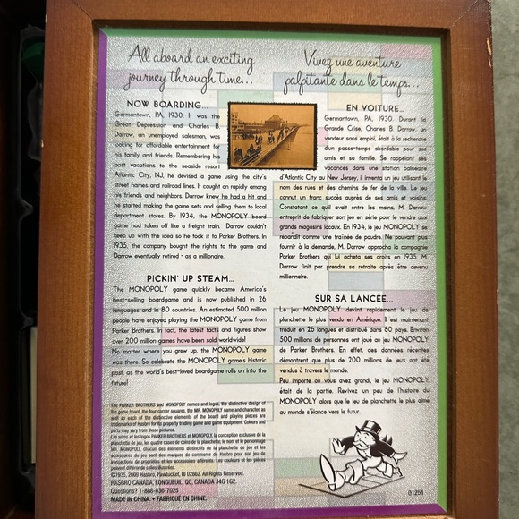 Vintage Game Collectible Monopoly Game Wooden Box - Picture 3 of 5